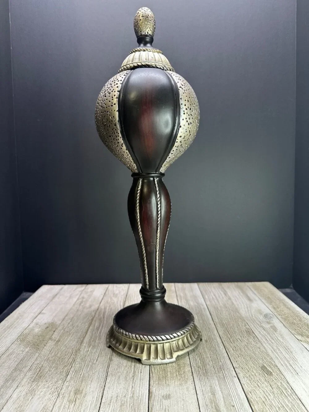 Vtg Decor Bronze Black Finial Accent Piece 16